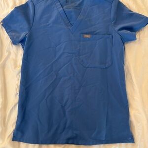 Figs Men's Short Sleeve Blue V-Neck Tee